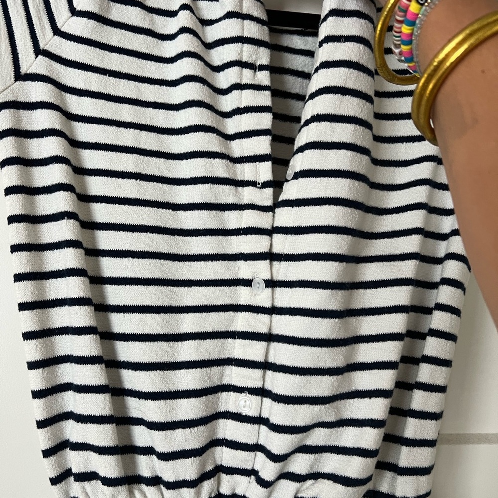 Terry cloth striped romper